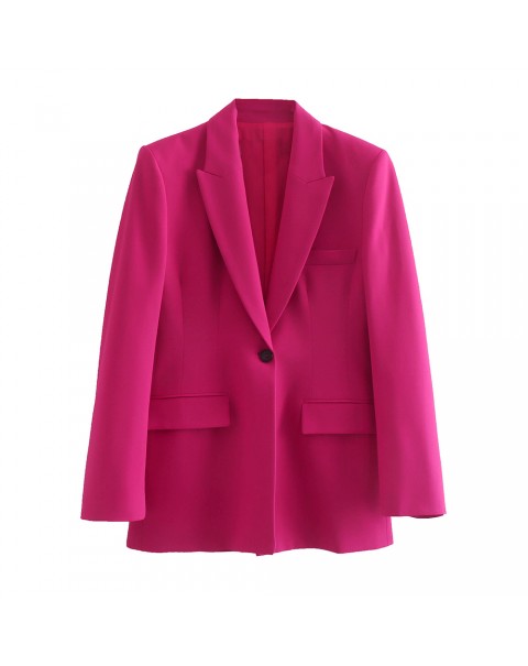 New women's jacket  Single Button solid color Blazer Coat Vintage Long Sleeve Female Outerwear Chic Femme+ short skirt