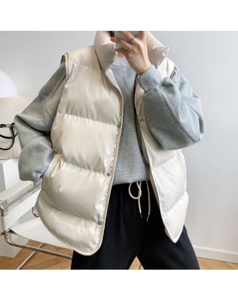 2021 Women Vest Coat Stand Collar Winter Women White Duck Down Oversize Tops Blue Vest Chaleco Mujer Gilet Casaco Feminino