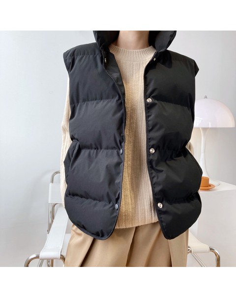 2021 Women Vest Coat Stand Collar Winter Women White Duck Down Oversize Tops Blue Vest Chaleco Mujer Gilet Casaco Feminino