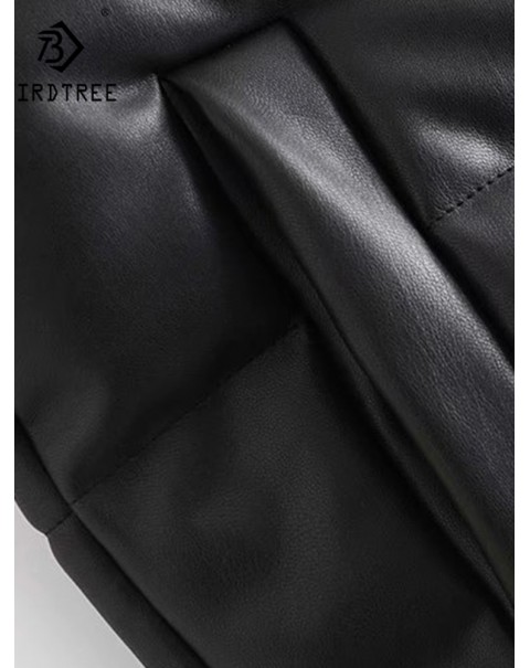 New Fashion Female Black Warm Faux Leather Vest Coat Casual Zipper Sleeveless Jacket Women Cotton Short Outwear C10702Y