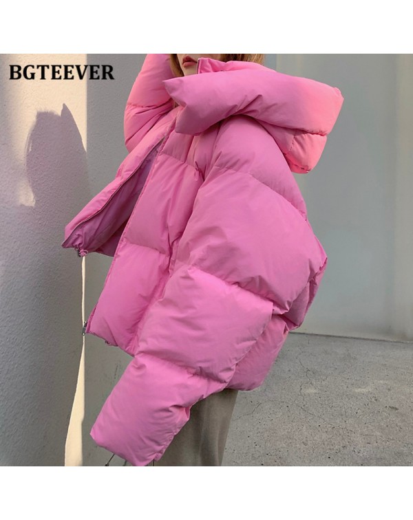 BGTEEVER Chic Hooded Cotton Padded Women Parkas 20...