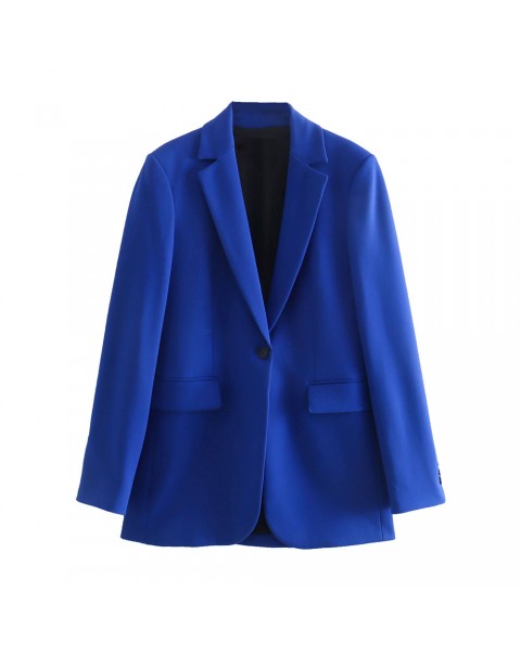 New women's jacket  Single Button solid color Blazer Coat Vintage Long Sleeve Female Outerwear Chic Femme+ short skirt