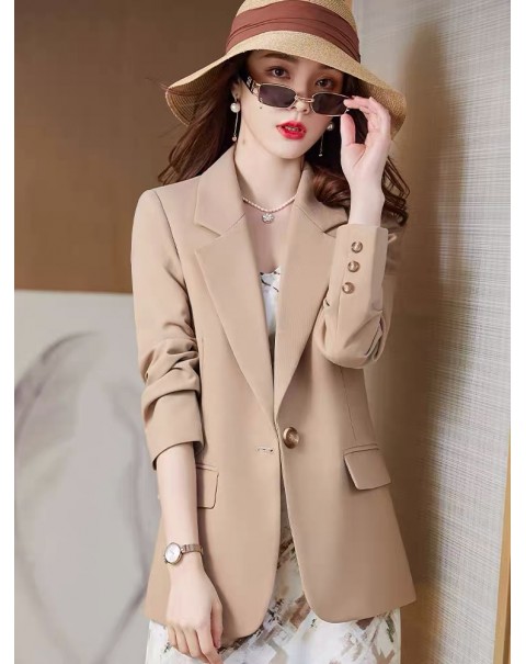 Khaki Spring and Autumn Small Suit Jacket Women's Spring and Autumn 2022 New Autumn Casual Small Suit Suit Autumn