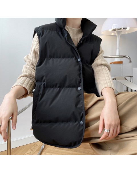 2021 Women Vest Coat Stand Collar Winter Women White Duck Down Oversize Tops Blue Vest Chaleco Mujer Gilet Casaco Feminino