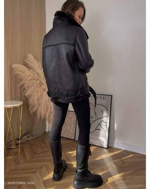 New Winter Coats Women Thick Faux Leather Fur Sheepskin Coat Female Fur Leather Jacket Aviator Jacket Casaco Feminino trf