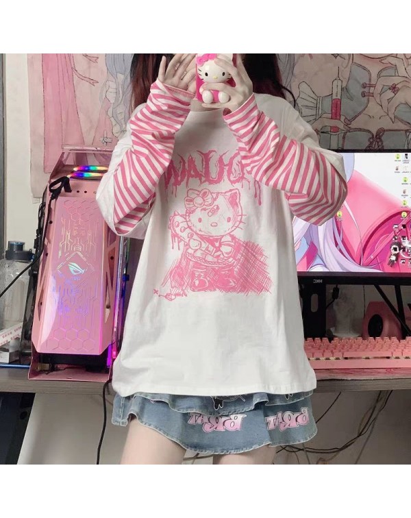 HOUZHOU Japanese Style Anime T-shirt Women Kawaii ...